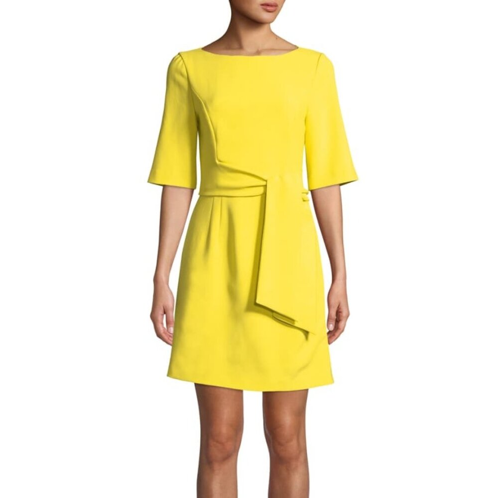 Alice + Olivia Virgil Boat Neck Mini Dress in Yellow Size 6 NWT